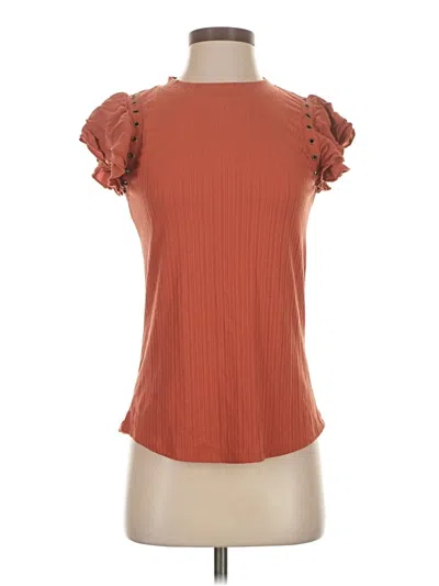 Pre-owned Maurices Short Sleeve Top Orange Ruffles Neckline Tops