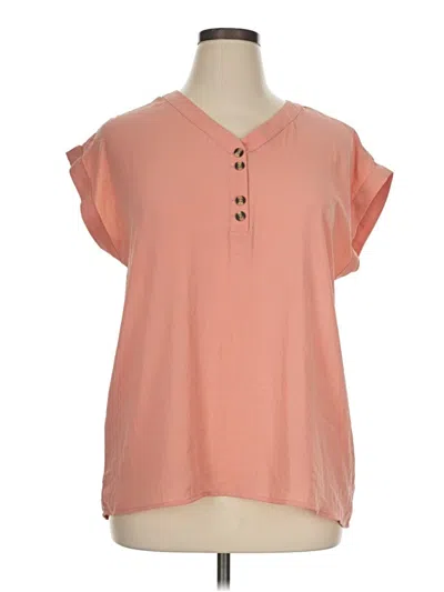 Pre-owned Maurices Short Sleeve Top Pink Keyhole Neckline Tops