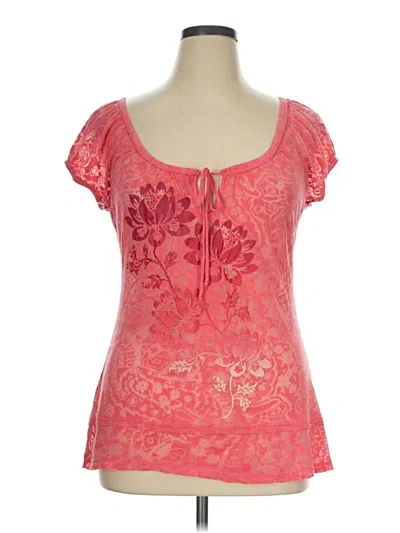 Pre-owned Maurices Short Sleeve Top Pink Sweetheart Neckline Tops