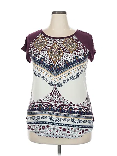 Pre-owned Maurices Short Sleeve Top Purple Keyhole Neckline Tops