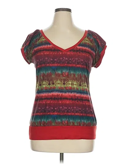 Pre-owned Maurices Short Sleeve Top Red V Neck Tops