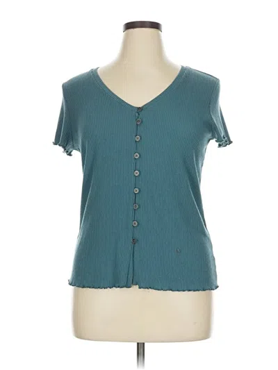 Pre-owned Maurices Short Sleeve Top Teal Sweetheart Neckline Tops In Blue