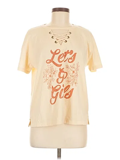 Pre-owned Maurices Short Sleeve Top Yellow Keyhole Neckline Tops