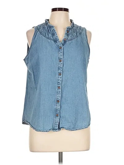 Pre-owned Maurices Sleeveless Button Down Shirt In Blue