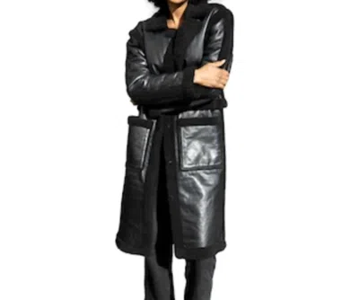 Mauritius 4-in-1 Leather & Sherpa Vest/jacket/coat In Black
