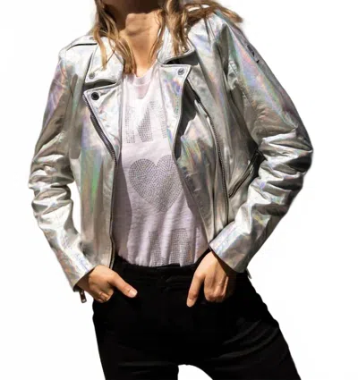 Mauritius Adeni Rf Leather Jacket In Holographic In Multi