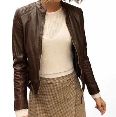 Mauritius Alisah Rf Leather Jacket In Dark Brown