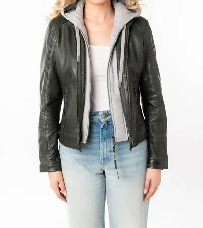 Mauritius Allice Leather Jacket In Dark Olive In Green