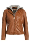 Mauritius Allice Leather Moto Jacket In Brown