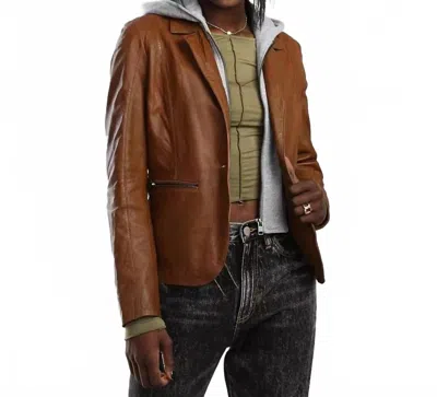 Mauritius Amali Leather Jacket In Cognac In Orange
