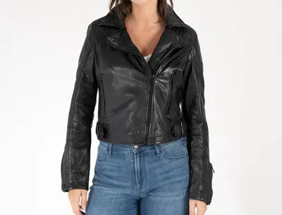 MAURITIUS BITA CROP MOTO JACKET IN BLACK