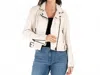 Mauritius Bita Cropped Moto Jacket In Off White In White