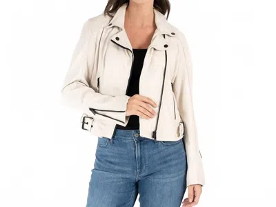 Mauritius Bita Cropped Moto Jacket In Off White