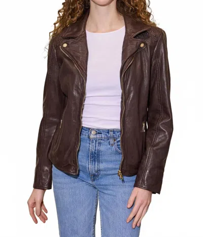 Mauritius Chlara Leather Jacket In Dark Brown