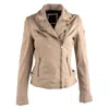 Mauritius Women's Brown Karyn Rf Leather Jacket, Sand In White