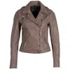 MAURITIUS CHRISTY RF LEATHER JACKET IN TAUPE