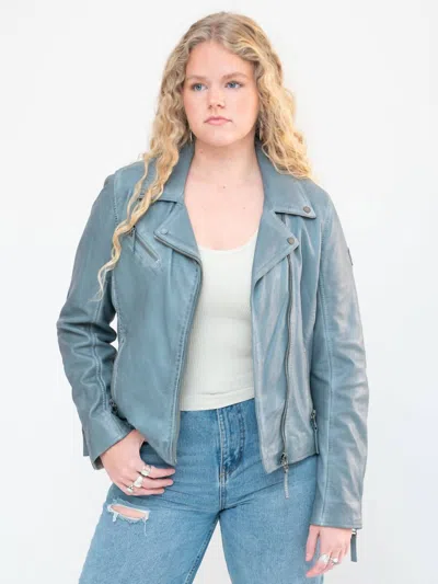 Mauritius Christy Star Leather Jacket In Winter Sky In Blue