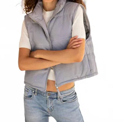 Mauritius Ellice Leather Puffer Vest In Light Blue In Gray