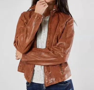 Mauritius Else 2 Leather Jacket In Cognac In Green