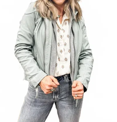 Mauritius Finja Hooded Lamb Skin Jacket In Seafoam In Multi