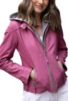 Mauritius Women's Pink / Purple Christy Rf Star Detail Leather Jacket, Dark Pink In Pink