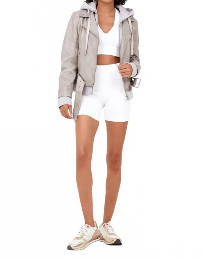 Mauritius Freda Leather Jacket In Silver Grey In Gray