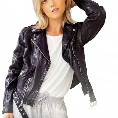 Mauritius Genuine Leather Biker Jacket In Black