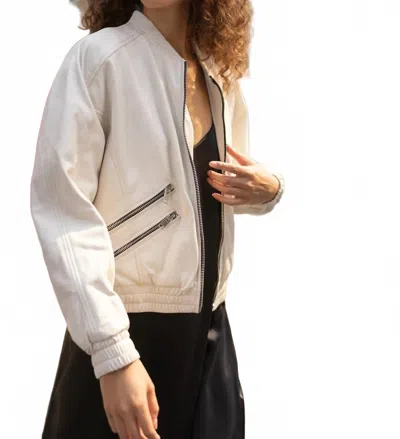 MAURITIUS HARIET LEATHER JACKET IN OFF WHITE