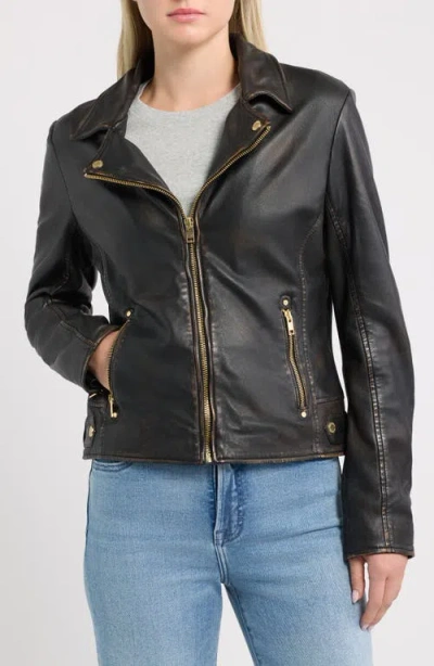 Mauritius Hazie Rf Leather Jacket In Antique Black
