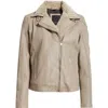 Mauritius Jenja Fleece Lined Leather Moto Jacket In Neutral