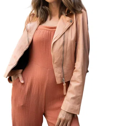 Mauritius Julene Rf Leather Jacket In Peach In Pink