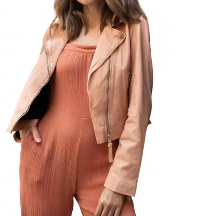 Mauritius Julene Rf Leather Jacket In Peach In Brown