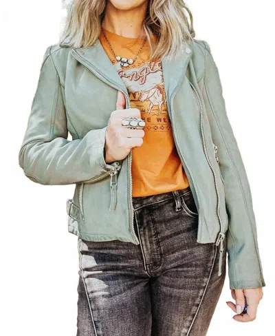 Mauritius Karyn Moto Jacket In Light Sage In Green