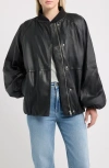 Mauritius Kylie Oversized Leather Bomber Jacket In Black