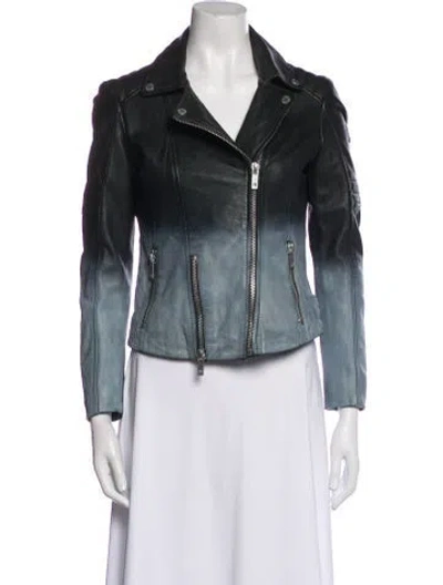 Pre-owned Mauritius Lamb Leather Biker Jacket In Black