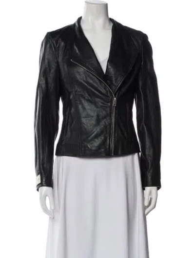 Pre-owned Mauritius Lamb Leather Biker Jacket In Multi