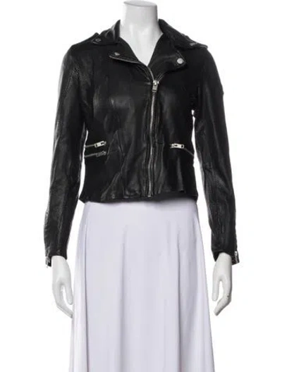 Pre-owned Mauritius Lamb Leather Biker Jacket W/ Tags In Black