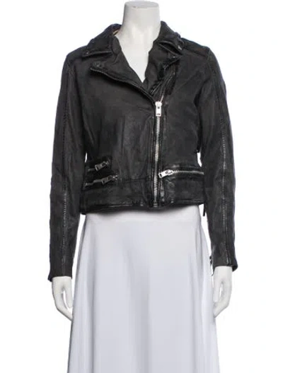 Pre-owned Mauritius Lamb Leather Biker Jacket W/ Tags In Black