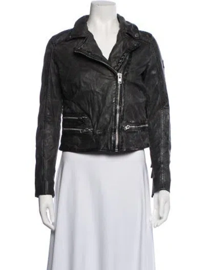 Pre-owned Mauritius Lamb Leather Biker Jacket W/ Tags In Black