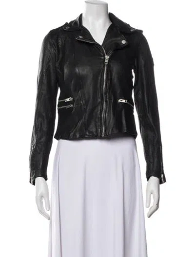 Pre-owned Mauritius Lamb Leather Biker Jacket W/ Tags In Black