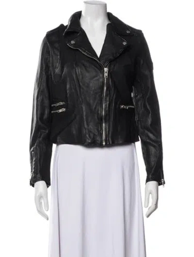 Pre-owned Mauritius Lamb Leather Biker Jacket W/ Tags In Black