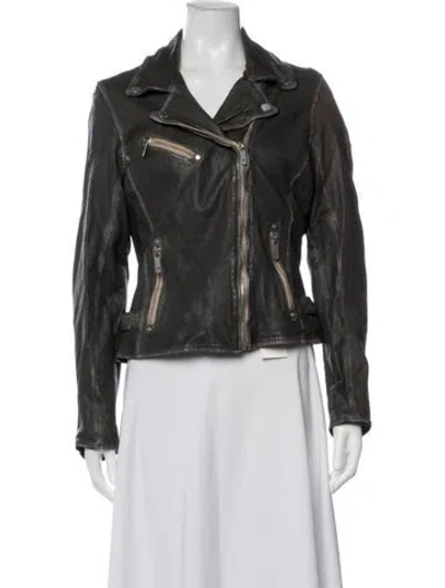Pre-owned Mauritius Lamb Leather Biker Jacket W/ Tags In Black
