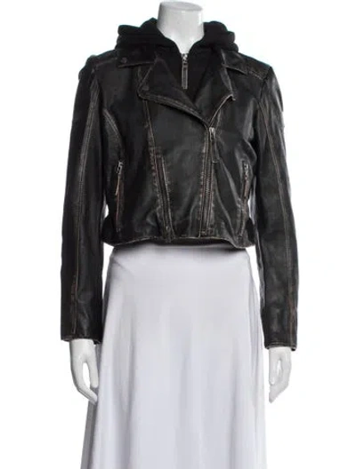 Pre-owned Mauritius Lamb Leather Biker Jacket W/ Tags In Black