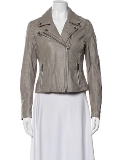 Pre-owned Mauritius Lamb Leather Biker Jacket W/ Tags In Green