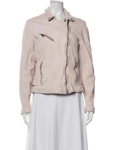 Pre-owned Mauritius Lamb Leather Biker Jacket W/ Tags In Pink
