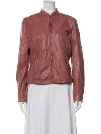 Pre-owned Mauritius Lamb Leather Biker Jacket W/ Tags In Pink