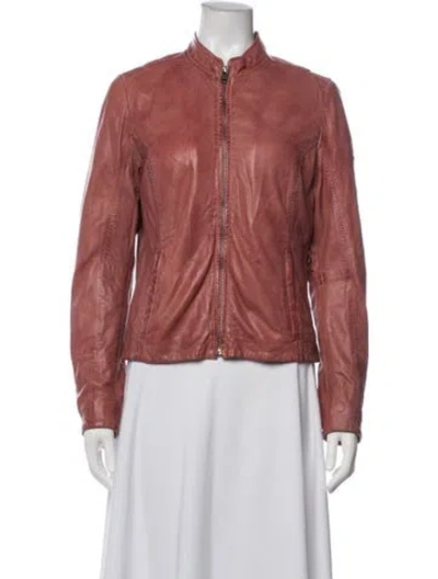 Pre-owned Mauritius Lamb Leather Biker Jacket W/ Tags In Pink
