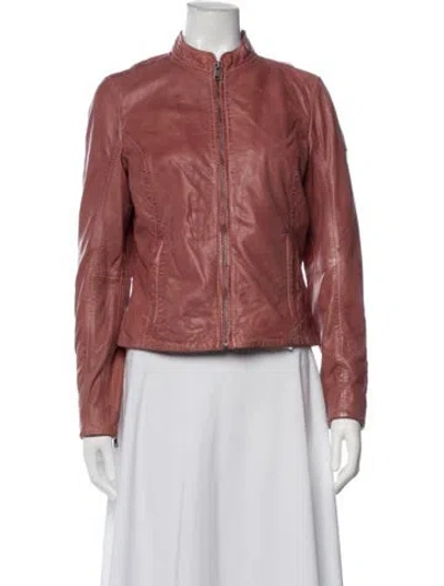 Pre-owned Mauritius Lamb Leather Biker Jacket W/ Tags In Pink