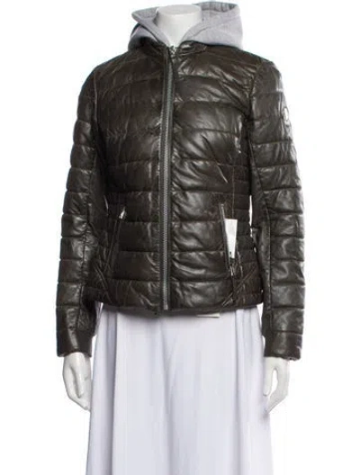 Pre-owned Mauritius Lamb Leather Jacket In Gray