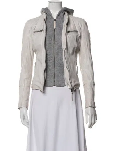 Pre-owned Mauritius Lamb Leather Jacket In White